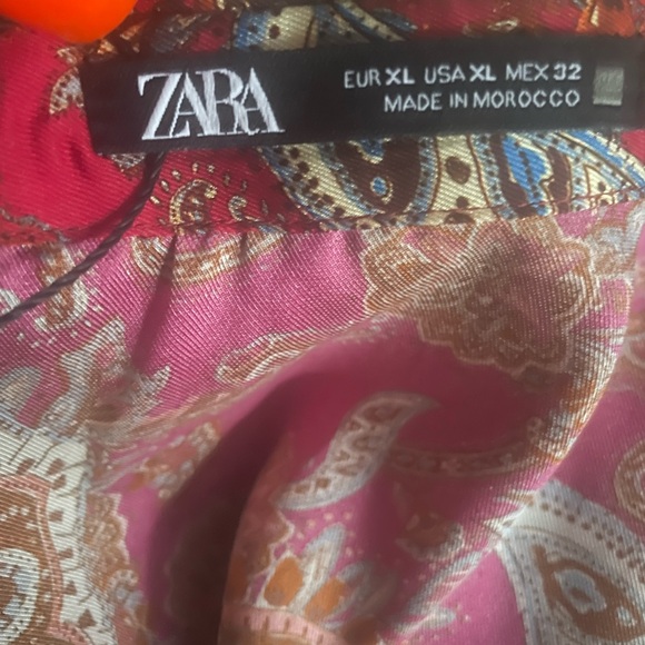 ZARA paisley print satin shirt dress size XL - Picture 2 of 3